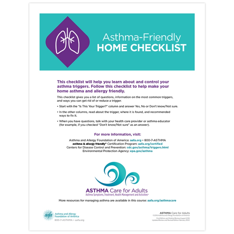 Asthma-Friendly Home Checklist (Eng-PDF)