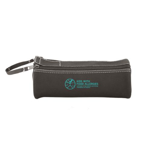 Small black bag for carrying epinephrine and asthma inhalers for food allergies and asthma