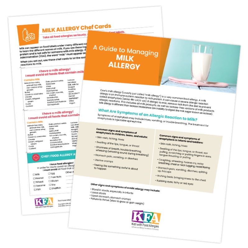 Managing Milk Allergy & Chef Cards (PDF)
